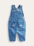 Mini Boden Baby Embroidered Dungarees, Mid Chambray
