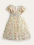 Mini Boden Kids' Butterflies Frilly Tulle Party Dress, Ivory/Multi