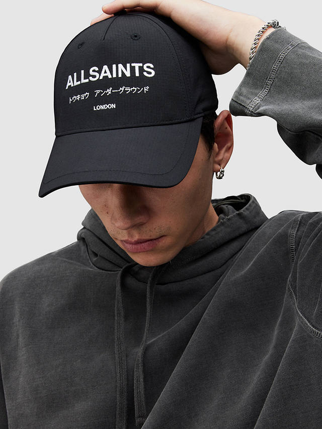 AllSaints Underground Baseball Cap, Black/Matte Black