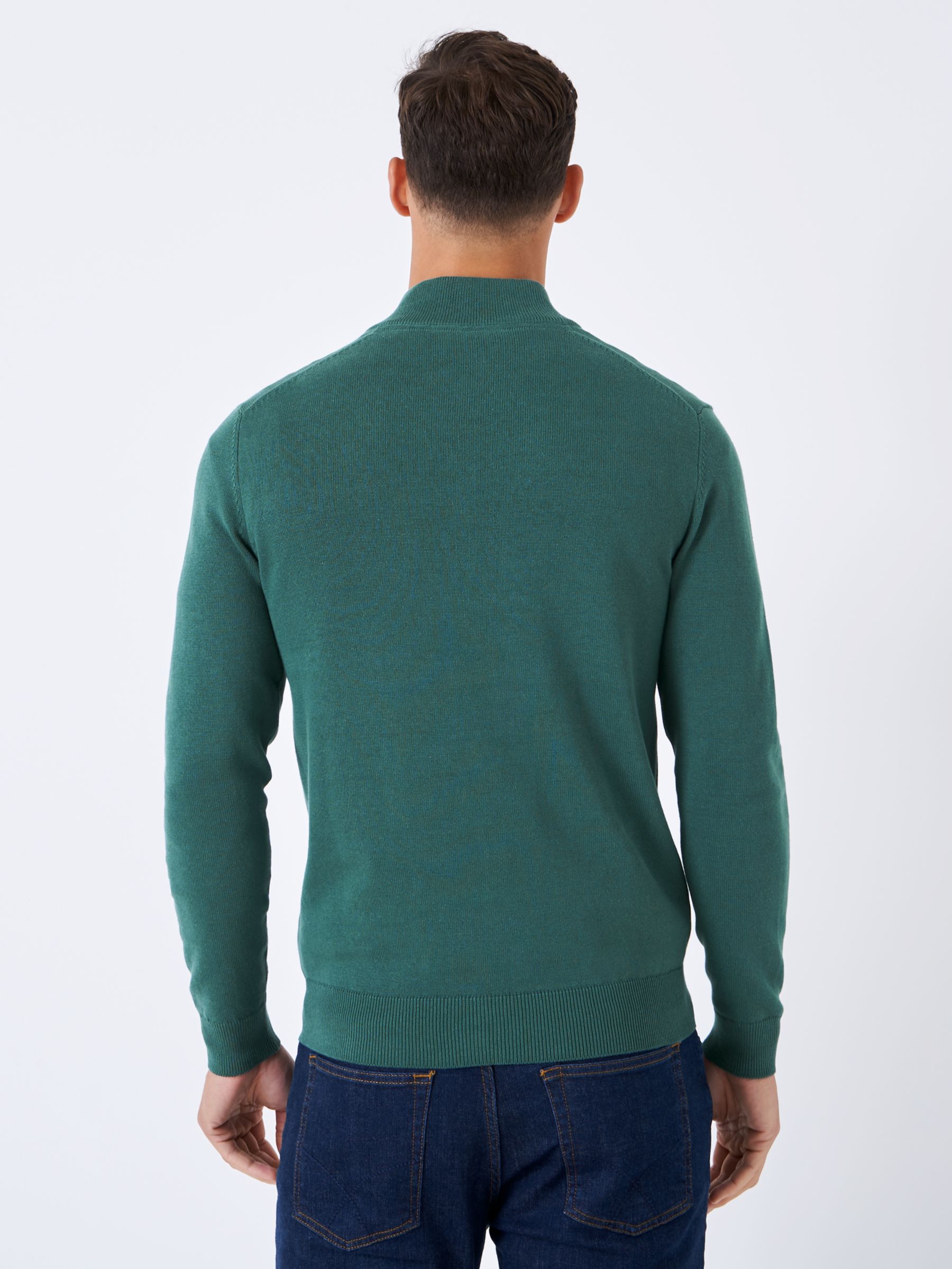 Crew Clothing Organic Cotton Half-Zip Jumper, Dark Green at John