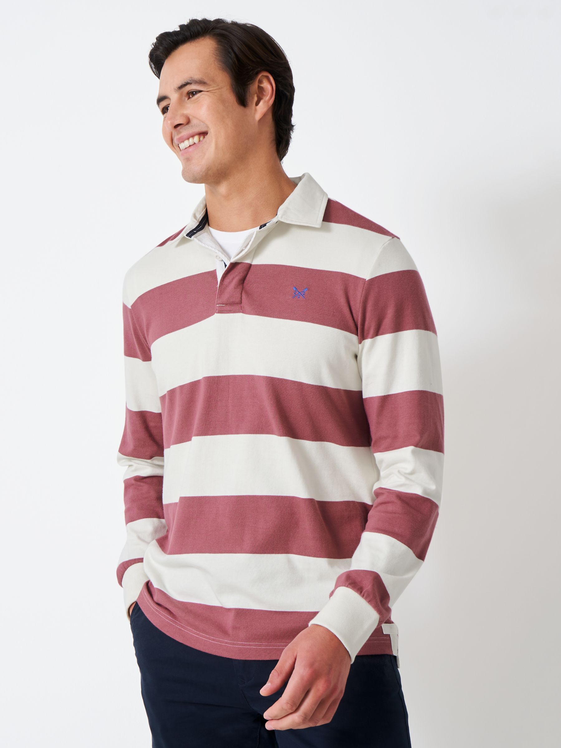 Crew Clothing Heritage Stripe Rugby Top at John Lewis & Partners