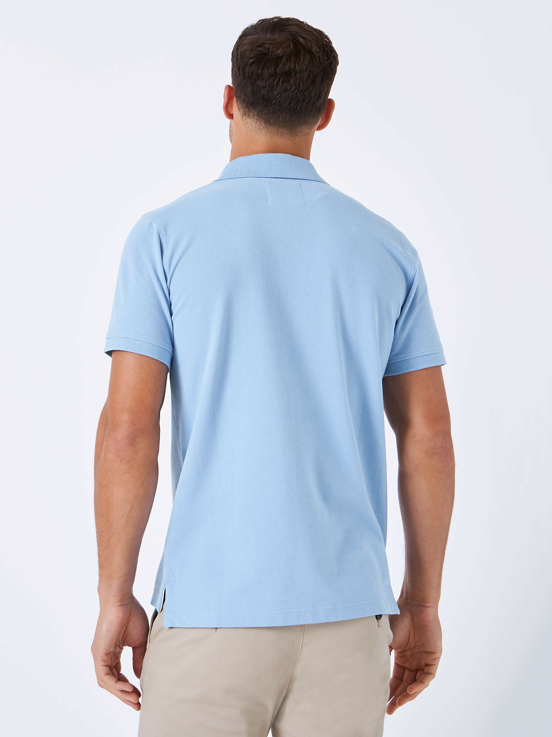 Crew Clothing Classic Pique Polo Shirt, Mid Blue at John Lewis & Partners