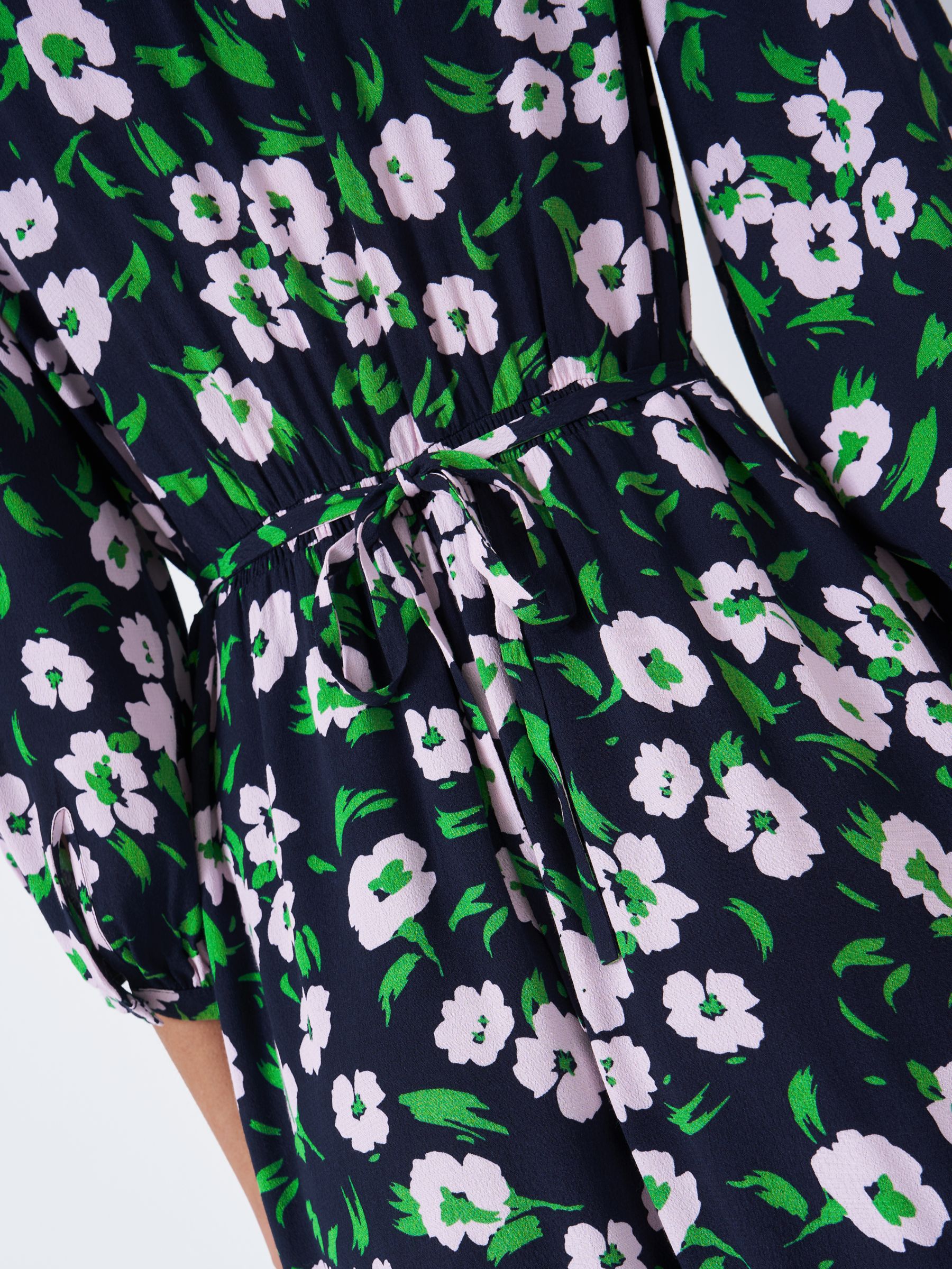 Crew Clothing Lila Floral Print Midi Dress, Green at John Lewis & Partners