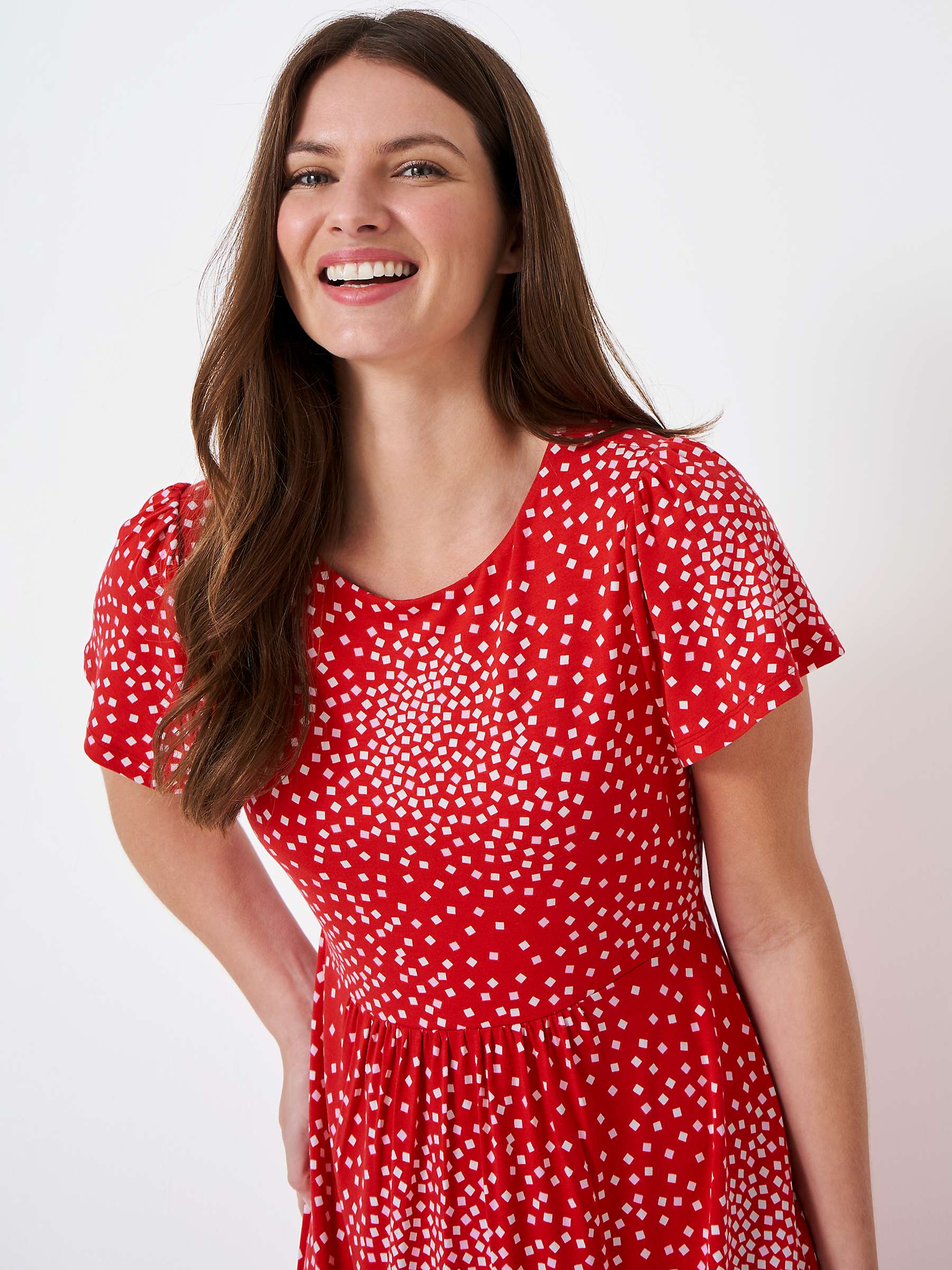 Buy Crew Clothing Jay Jersey Polka Dot Dress, Ruby Red Online at johnlewis.com