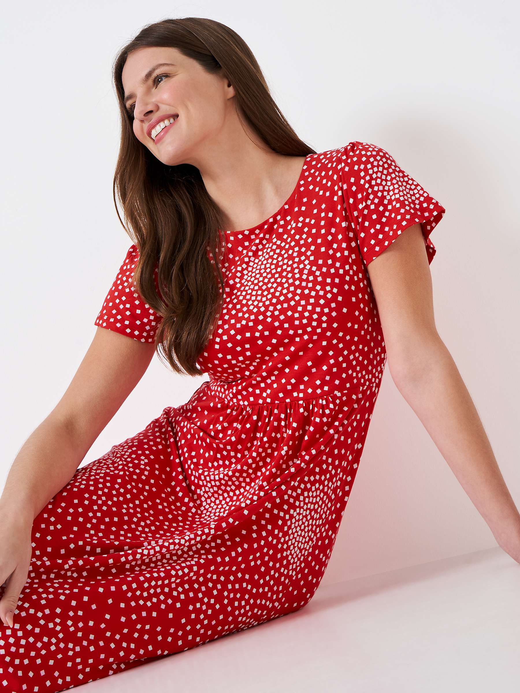 Buy Crew Clothing Jay Jersey Polka Dot Dress, Ruby Red Online at johnlewis.com