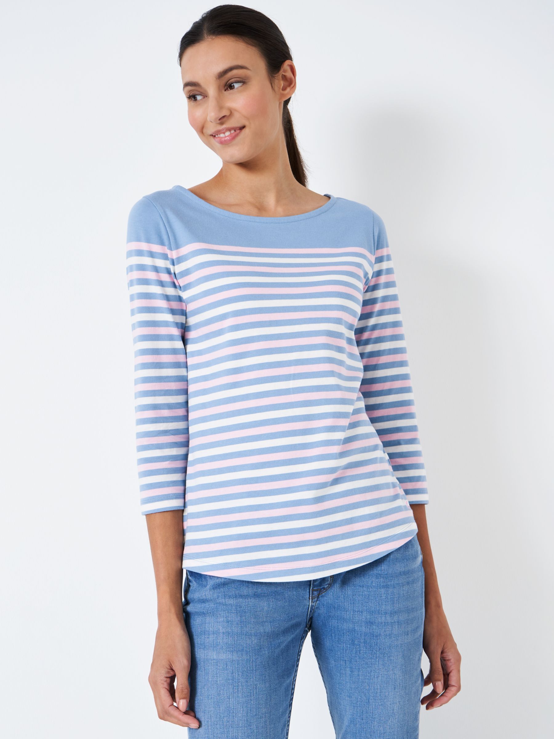 Women's Navy Stripe Essential Cotton Breton from Crew Clothing Company