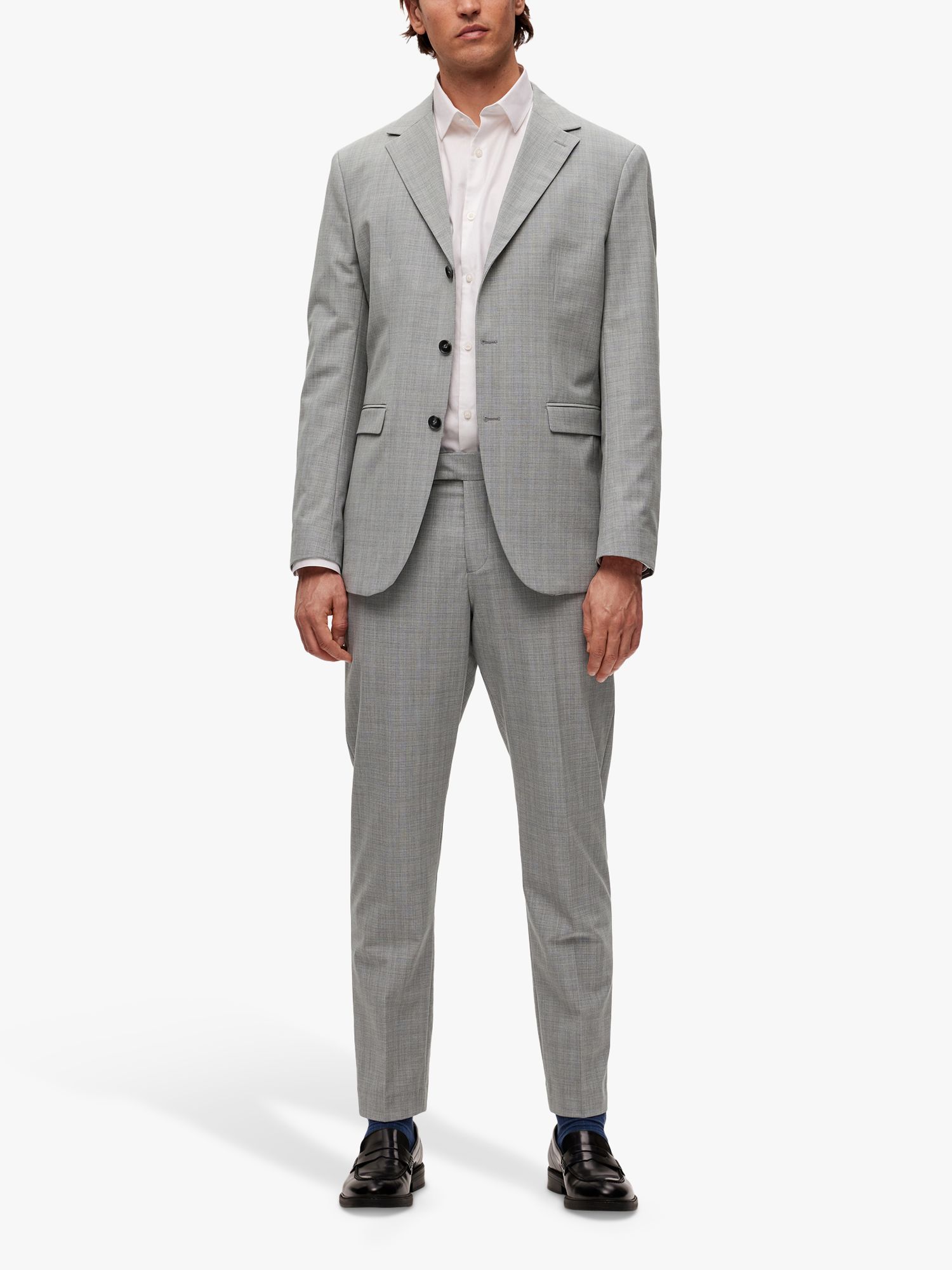 SELECTED HOMME Tailored Fit Suit Trousers, Light Grey Melange, 30R