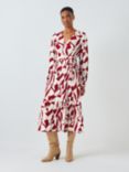 John Lewis Geo Swirl Wrap Dress, Red/Multi, Red/Multi