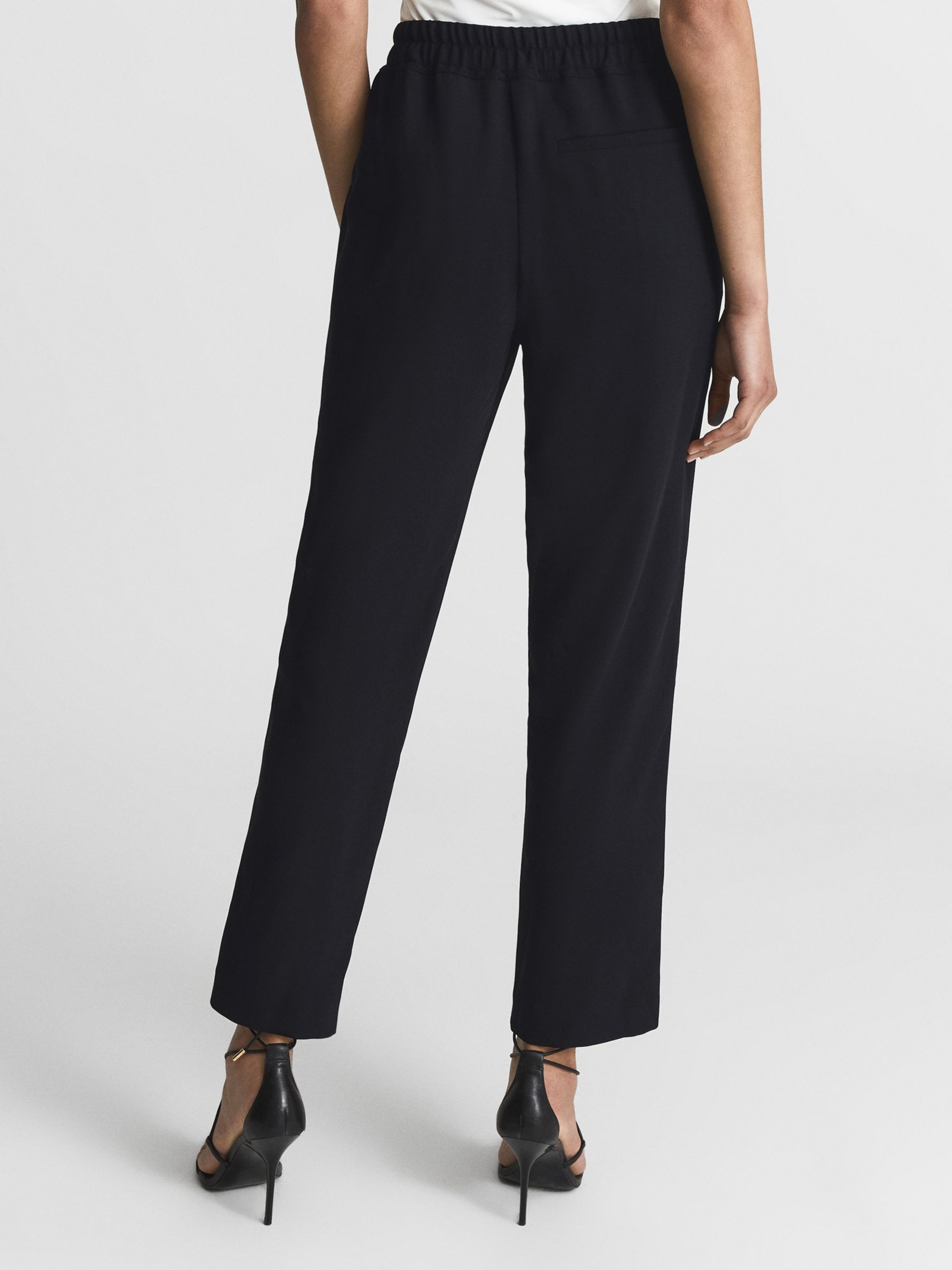Reiss Petite Hailey Cropped Trousers, Black, 6