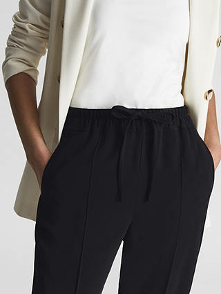Reiss Petite Hailey Cropped Trousers, Black