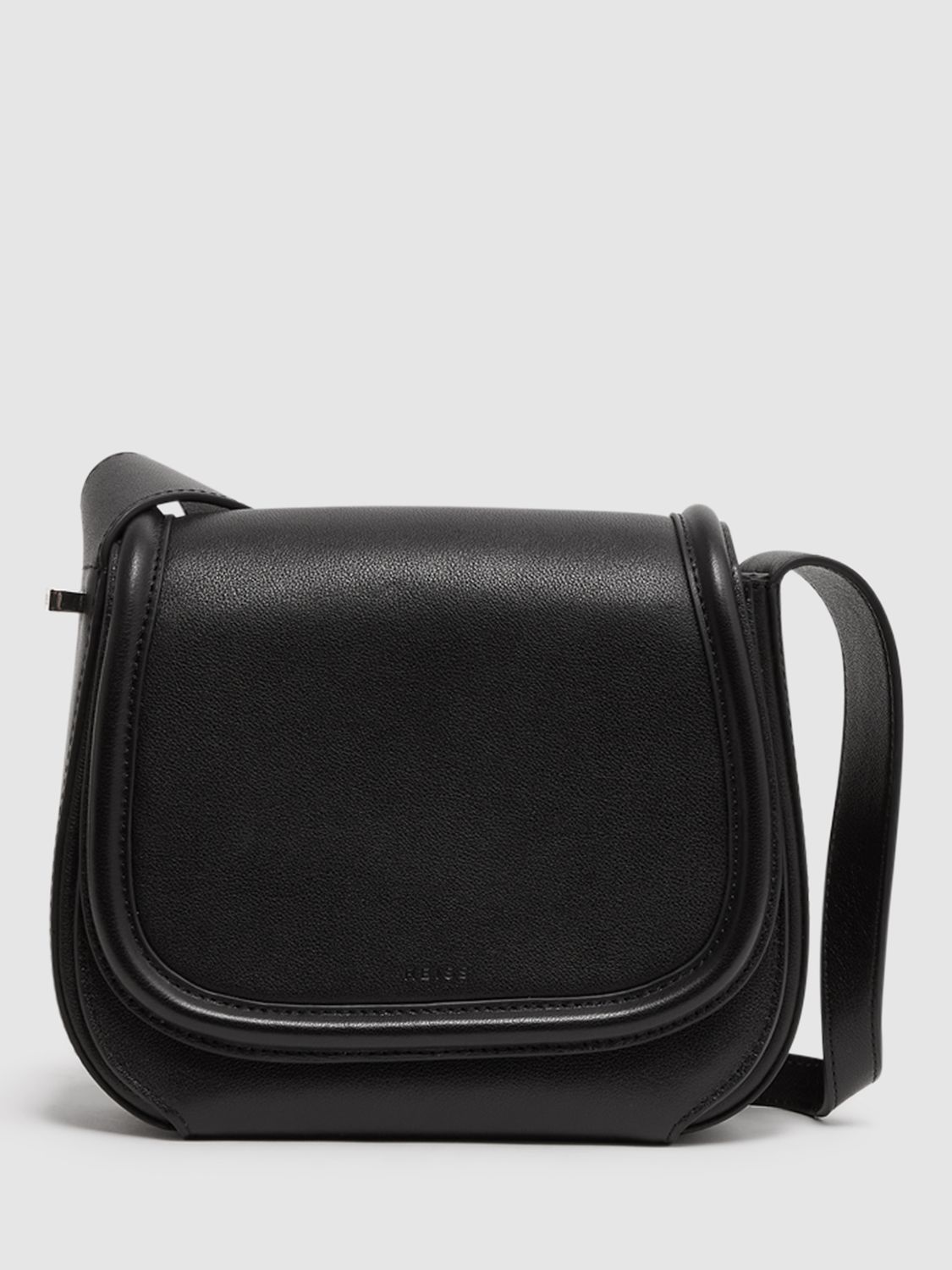 Reiss Cleo Leather Shoulder Bag, Black