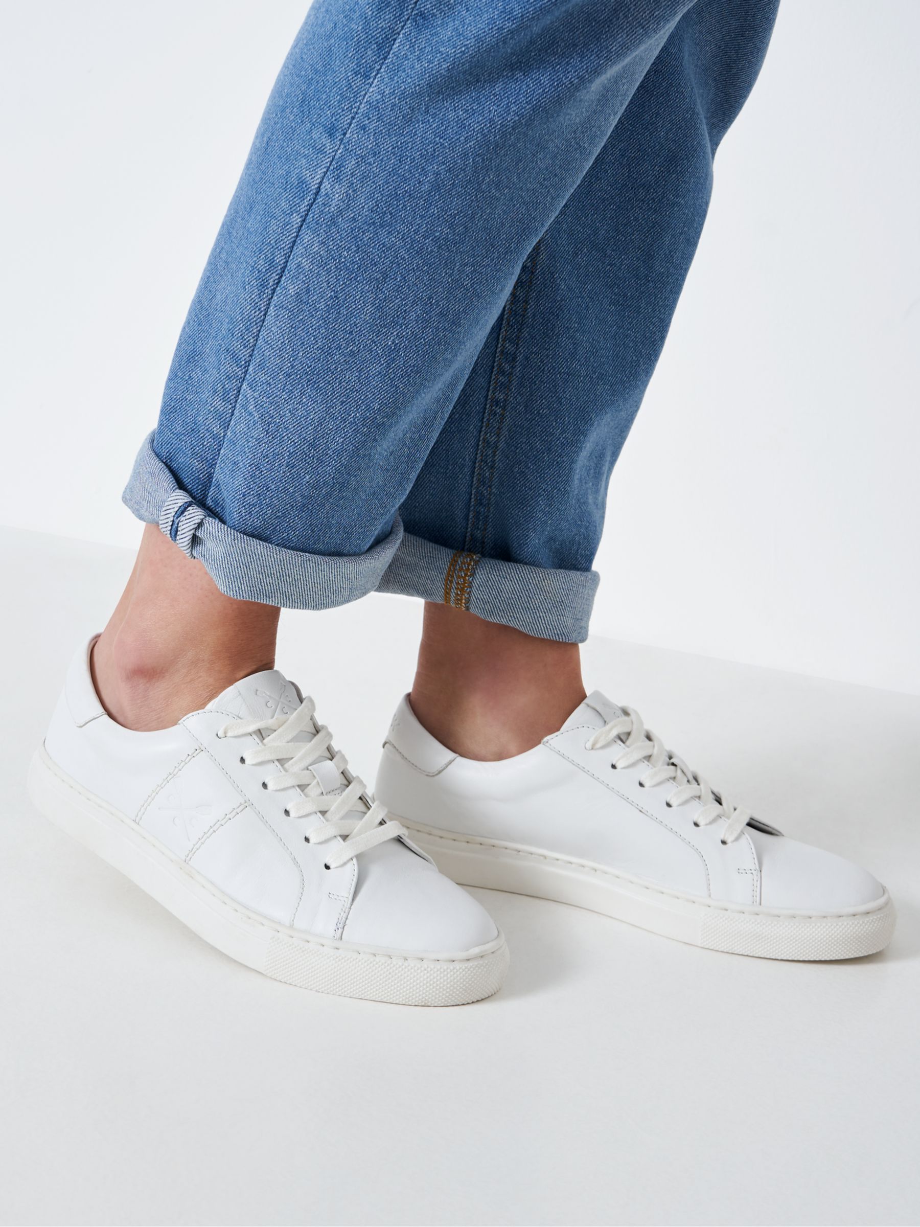 Buy Crew Clothing Gigi Leather Trainers, White Online at johnlewis.com