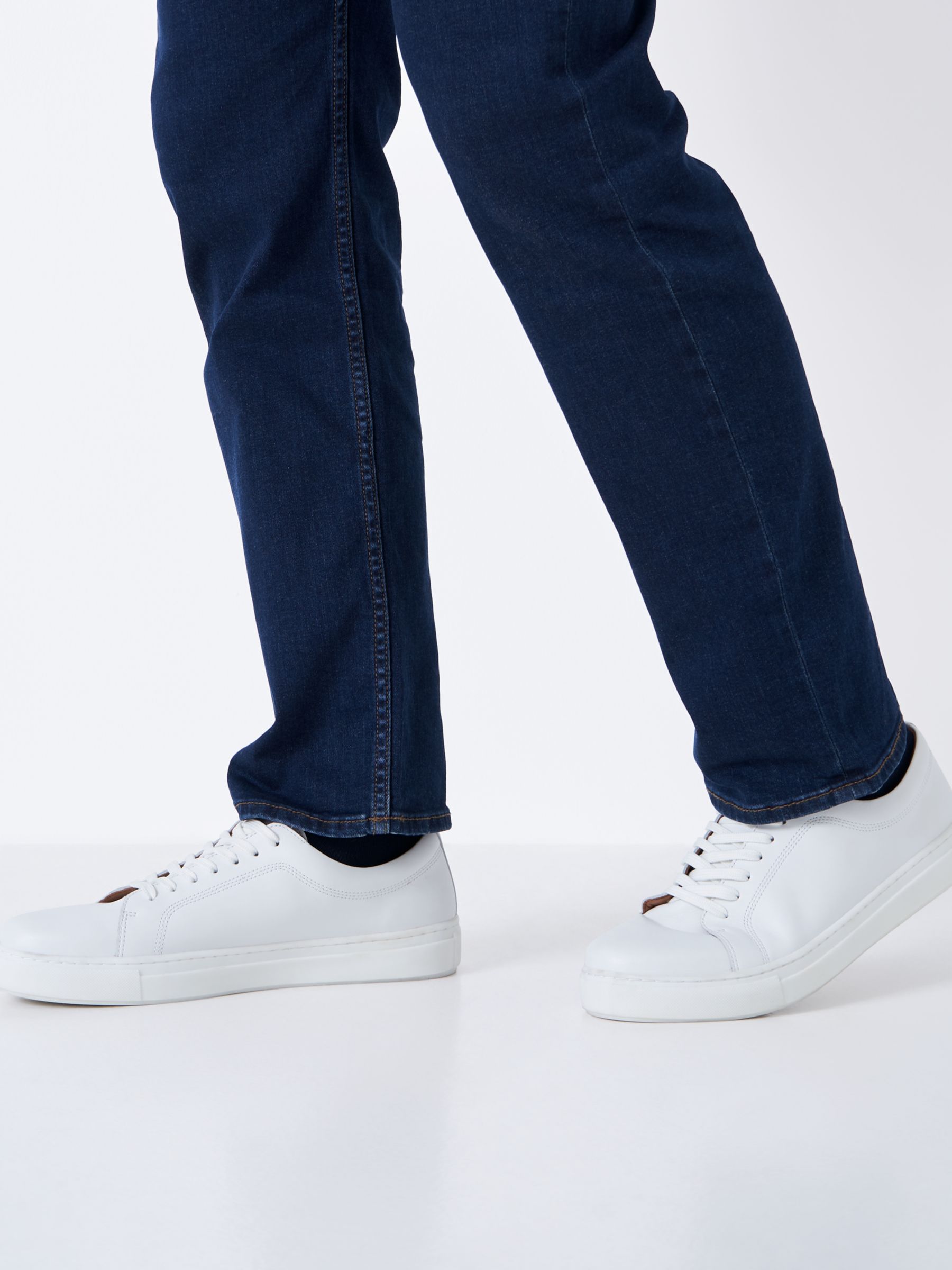 Crew Clothing Lucas Leather Lace Up Trainers, White at John Lewis ...