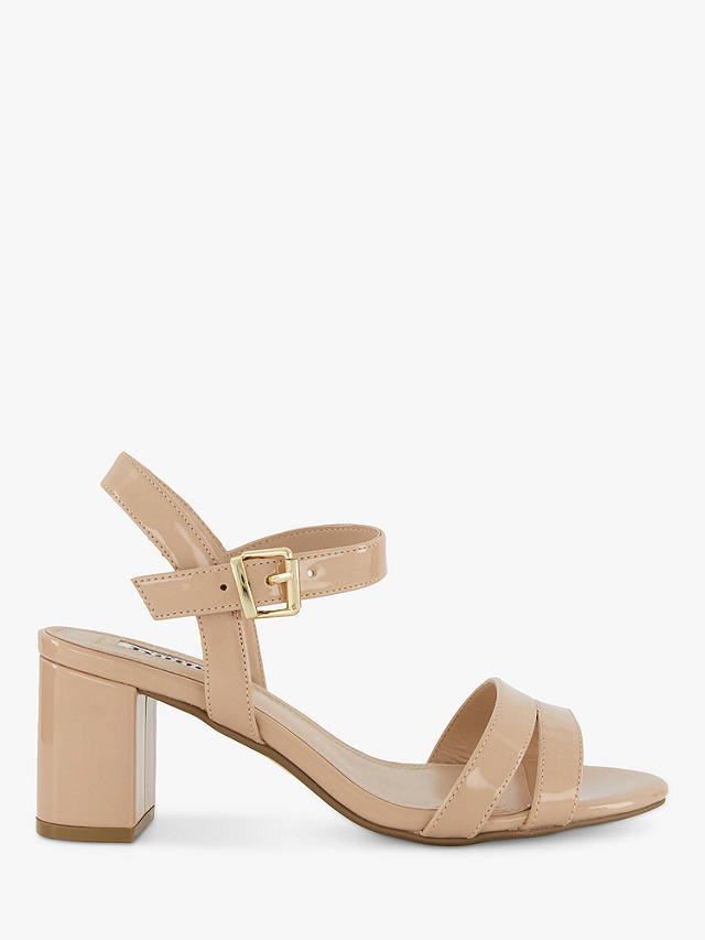 Dune Wide Fit Merisa Block Heeled Sandals, Nude-patent_synth