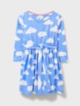Crew Clothing Kids' Cloud Print Dress, Bright Blue, Bright Blue