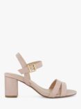 Dune Wide Fit Merisa Block Heeled Sandals, Rose_gold-fabric