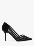 Dune Axis Suede Court Shoes, Black-suede