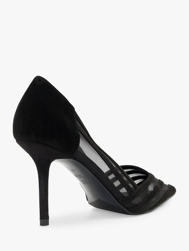 Dune Axis Suede Court Shoes, Black-suede