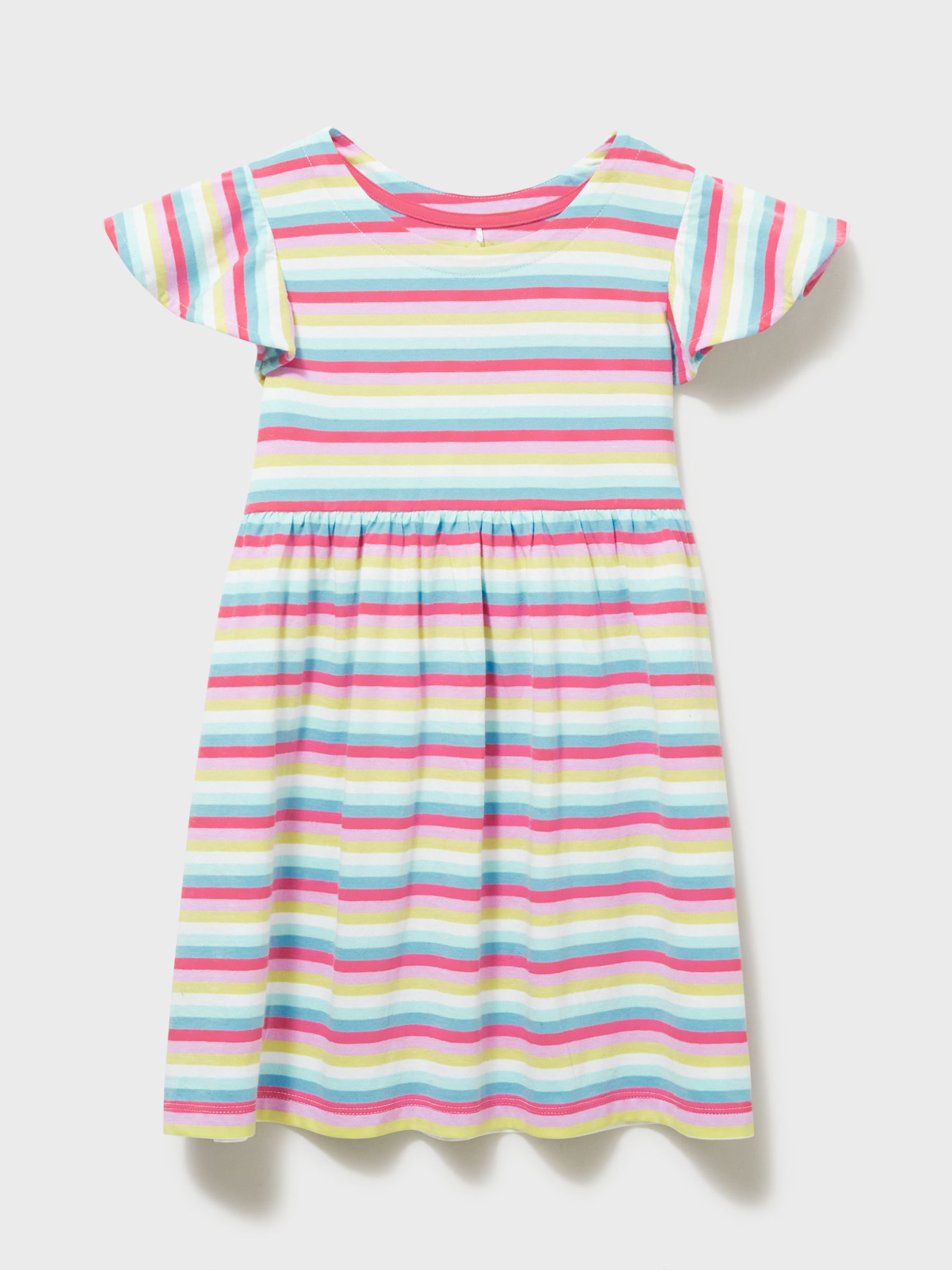 Crew Clothing Kids' Stripe Print Dress, Multi