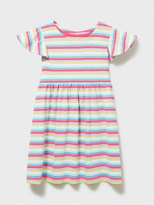 Crew Clothing Kids' Stripe Print Dress, Multi