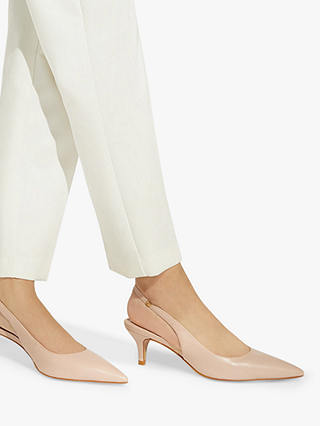 Dune Capitol Leather Stiletto Heel Slingback Court Shoes, Nude