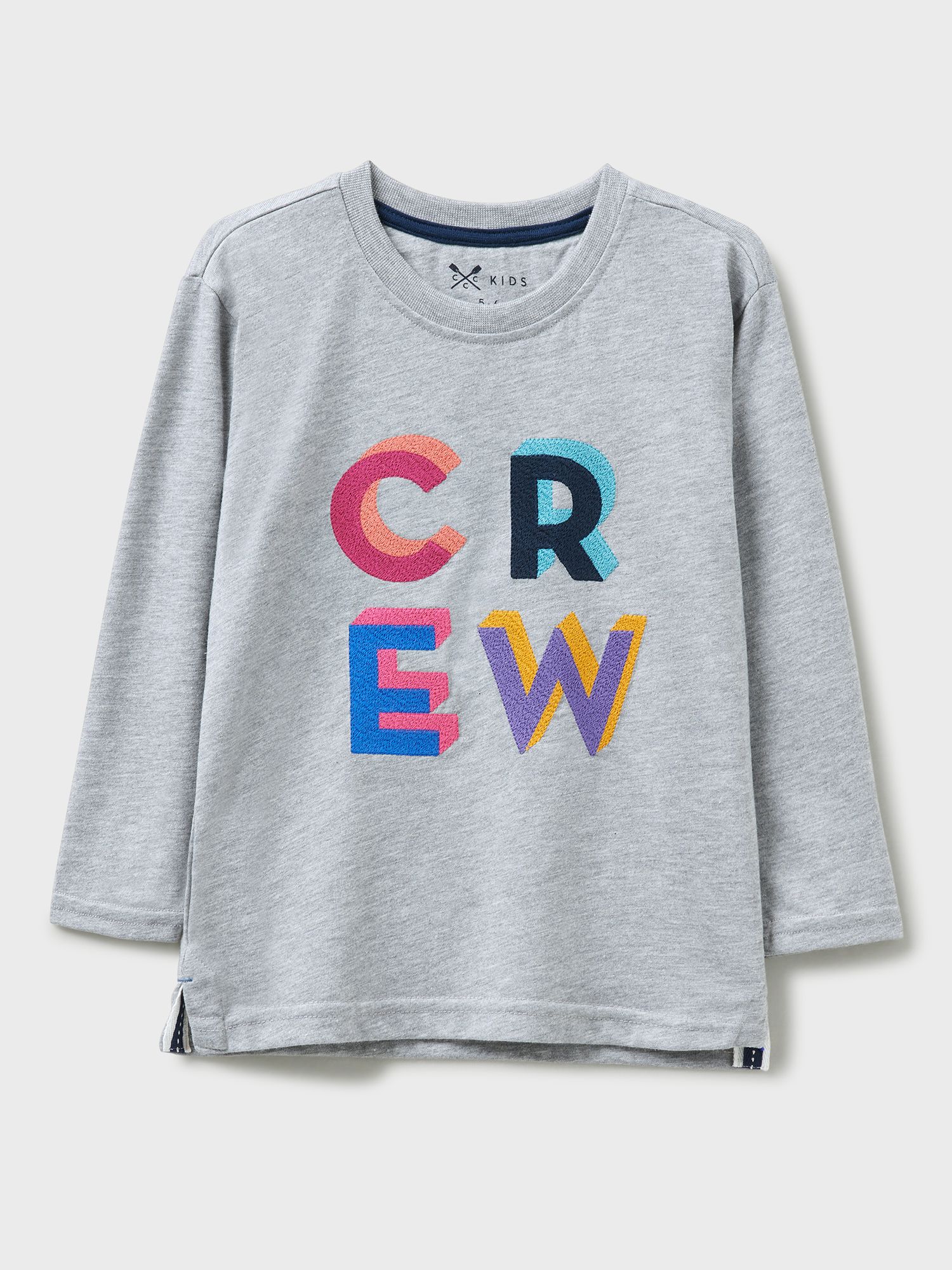Crew Clothing Kids' Oversized Applique Long Sleeve T-Shirt, Light Grey ...
