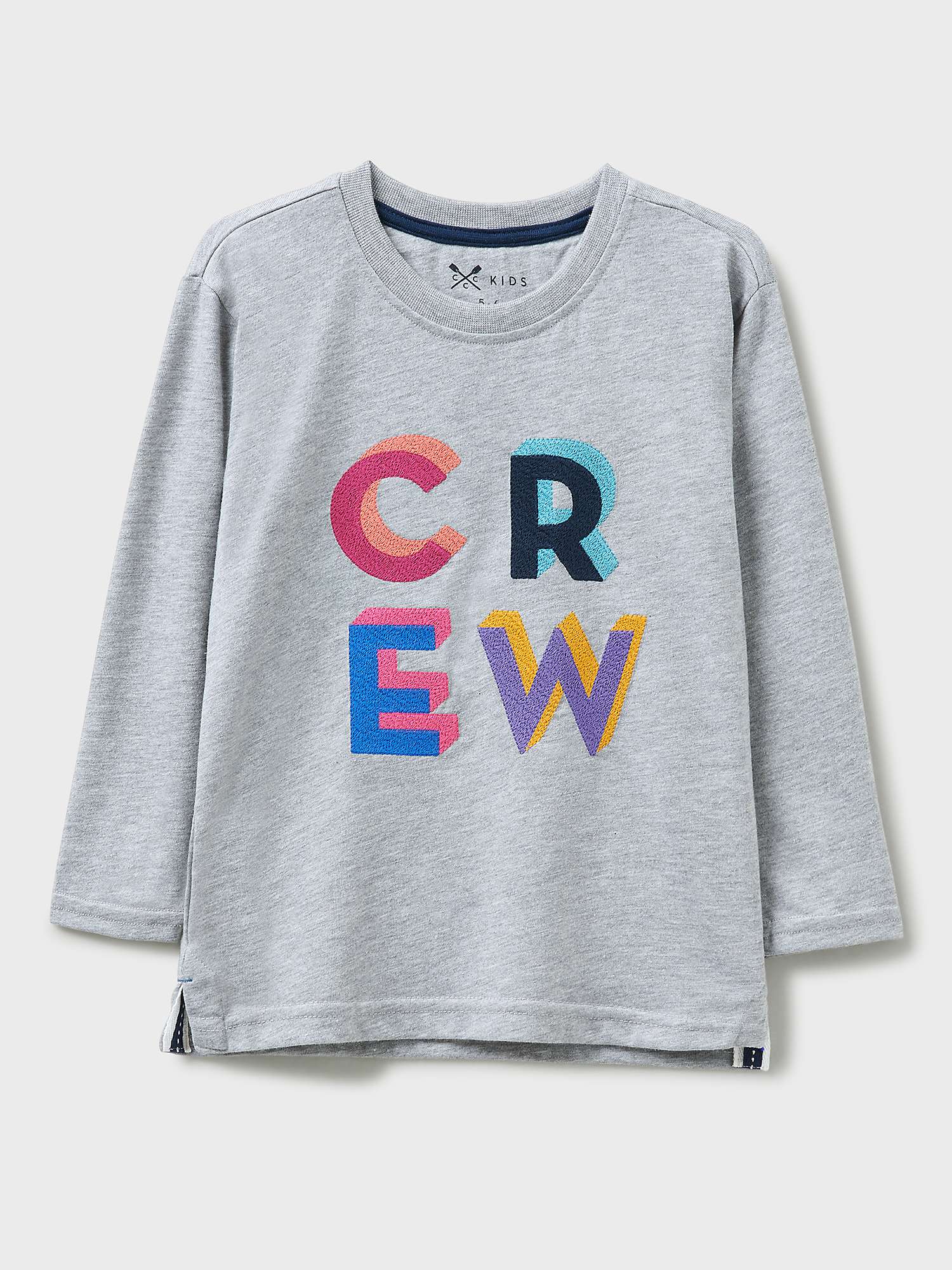 Buy Crew Clothing Kids' Oversized Applique Long Sleeve T-Shirt, Light Grey Online at johnlewis.com