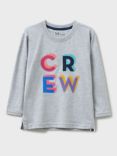 Crew Clothing Kids' Oversized Applique Long Sleeve T-Shirt, Light Grey