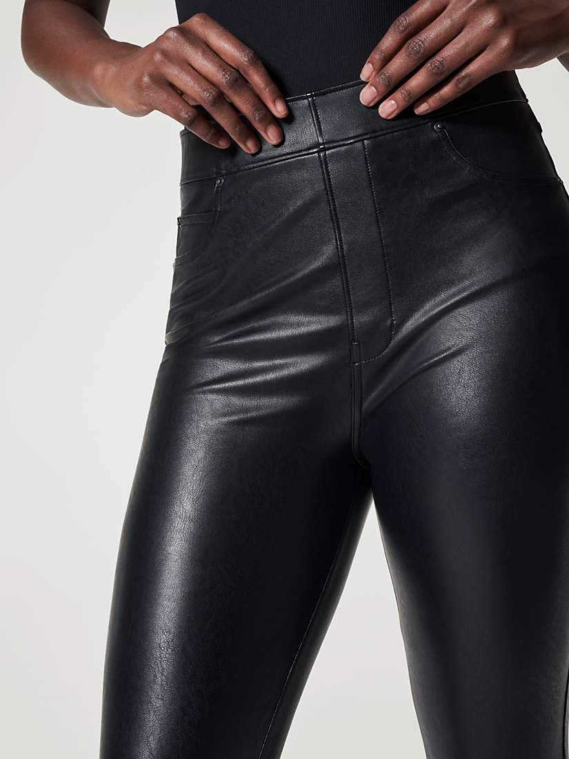 Spanx Leather-Like Ankle Skinny Trousers, Noir Black at John Lewis ...