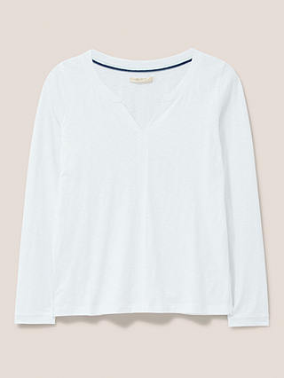 White Stuff Nelly Cotton Long Sleeve T-Shirt, Bril White