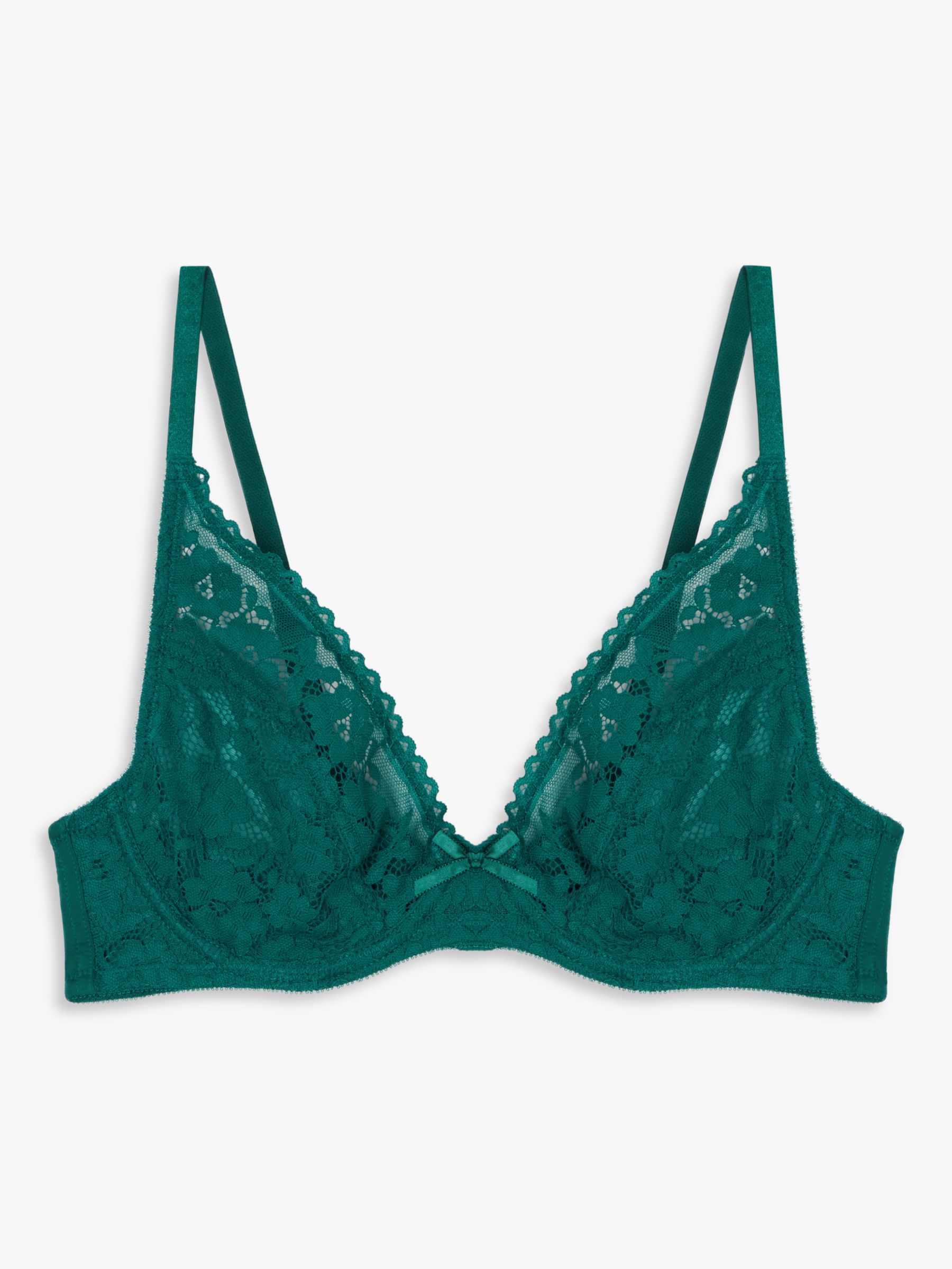 John Lewis Everley Lace Non-Padded Underwired Bra, Classic Blue Size Uk30D, X#