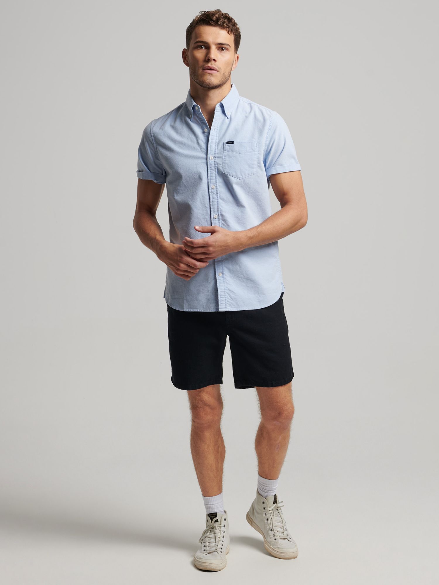Superdry Oxford Short Sleeve Shirt, Classic Blue at John Lewis & Partners