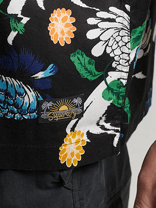 Superdry Short Sleeve Hawaiian Shirt, Aya Black Floral