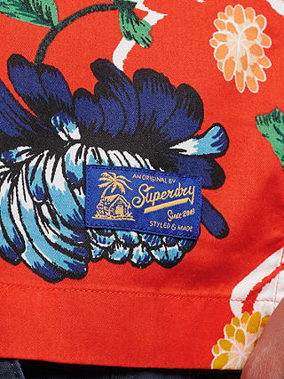 Superdry Short Sleeve Hawaiian Shirt, Orange Floral