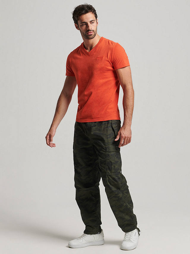 Superdry Organic Cotton Essential Logo V-Neck T-Shirt, Bright Orange Marl