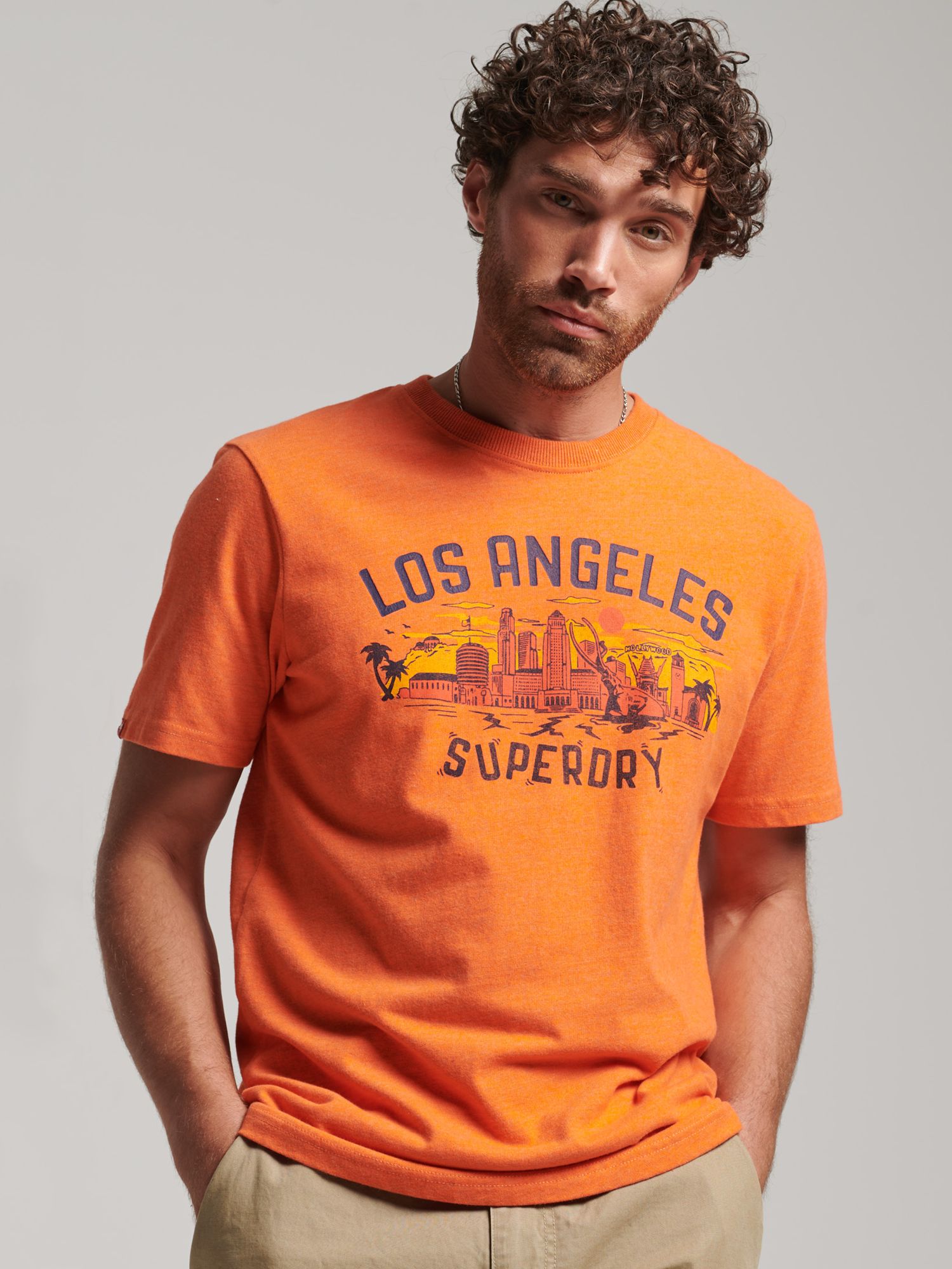 Superdry Vintage City Souvenir T-Shirt, Orange Marl at John Lewis