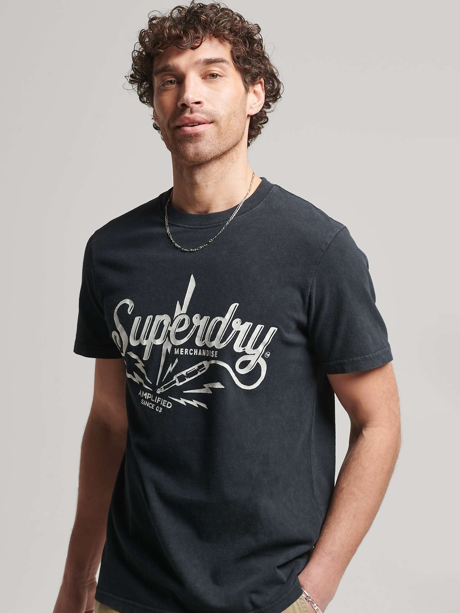 Superdry Vintage Merch Store Skinny T-Shirt, Light Back In Black at ...
