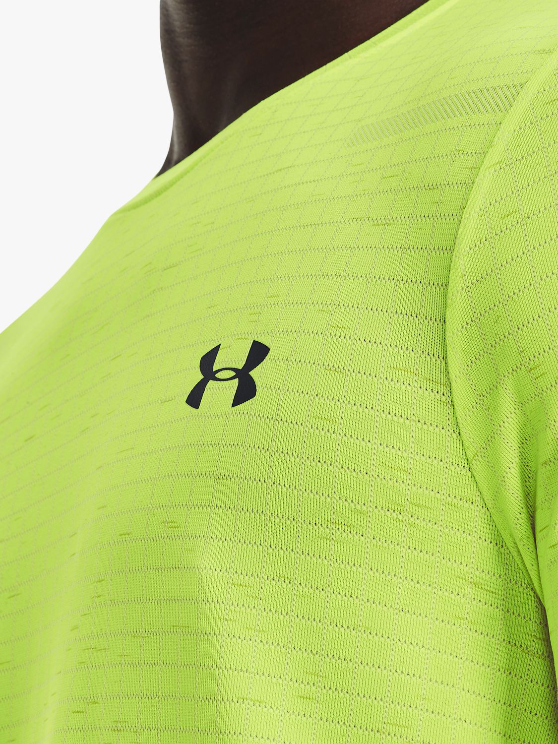 Under Armour Seamless Grid Short Sleeve Gym Top, Lime Surge at John ...