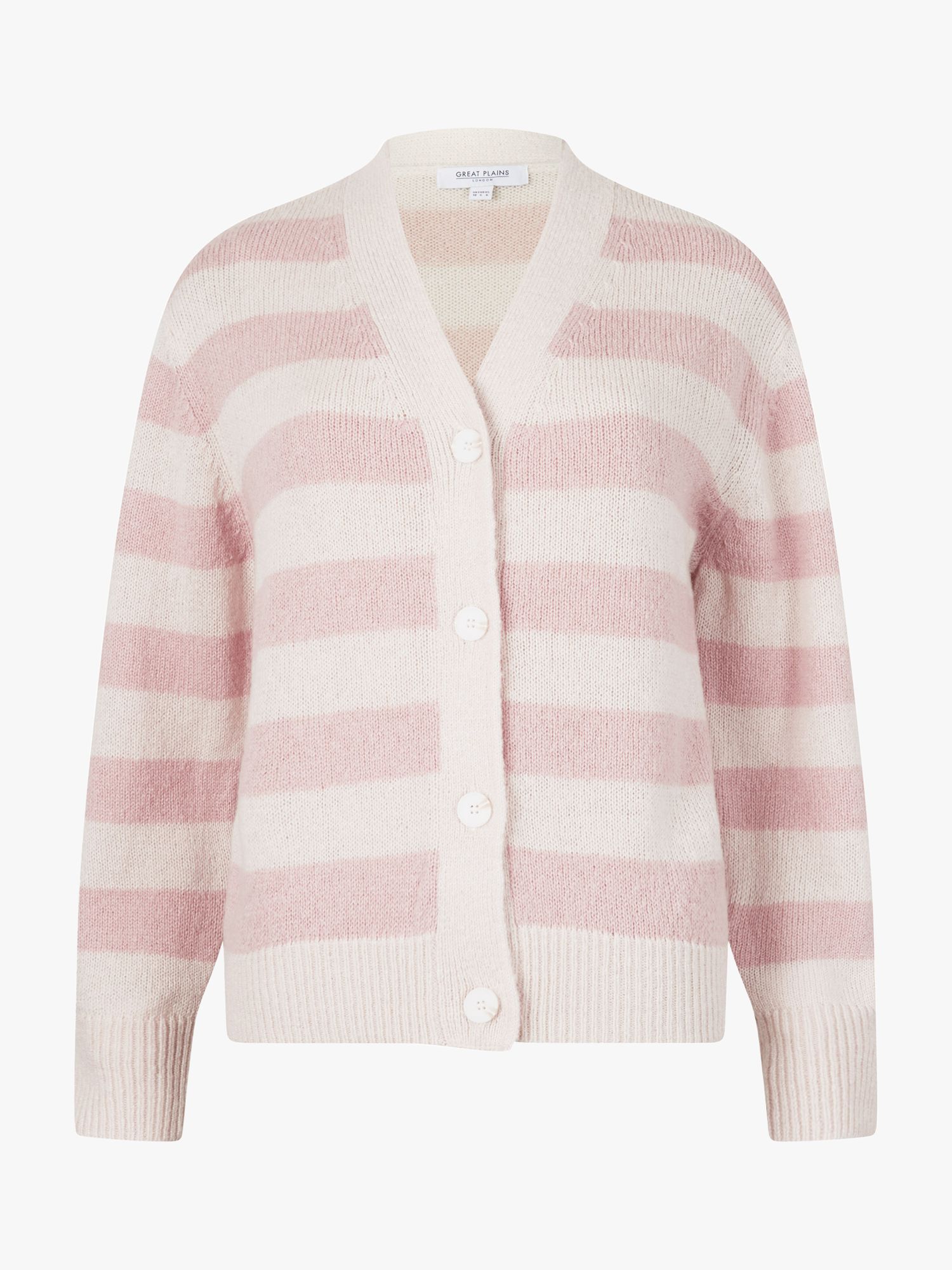 Great Plains Summer Stripe Cardigan, Milk Rose at John Lewis & Partners