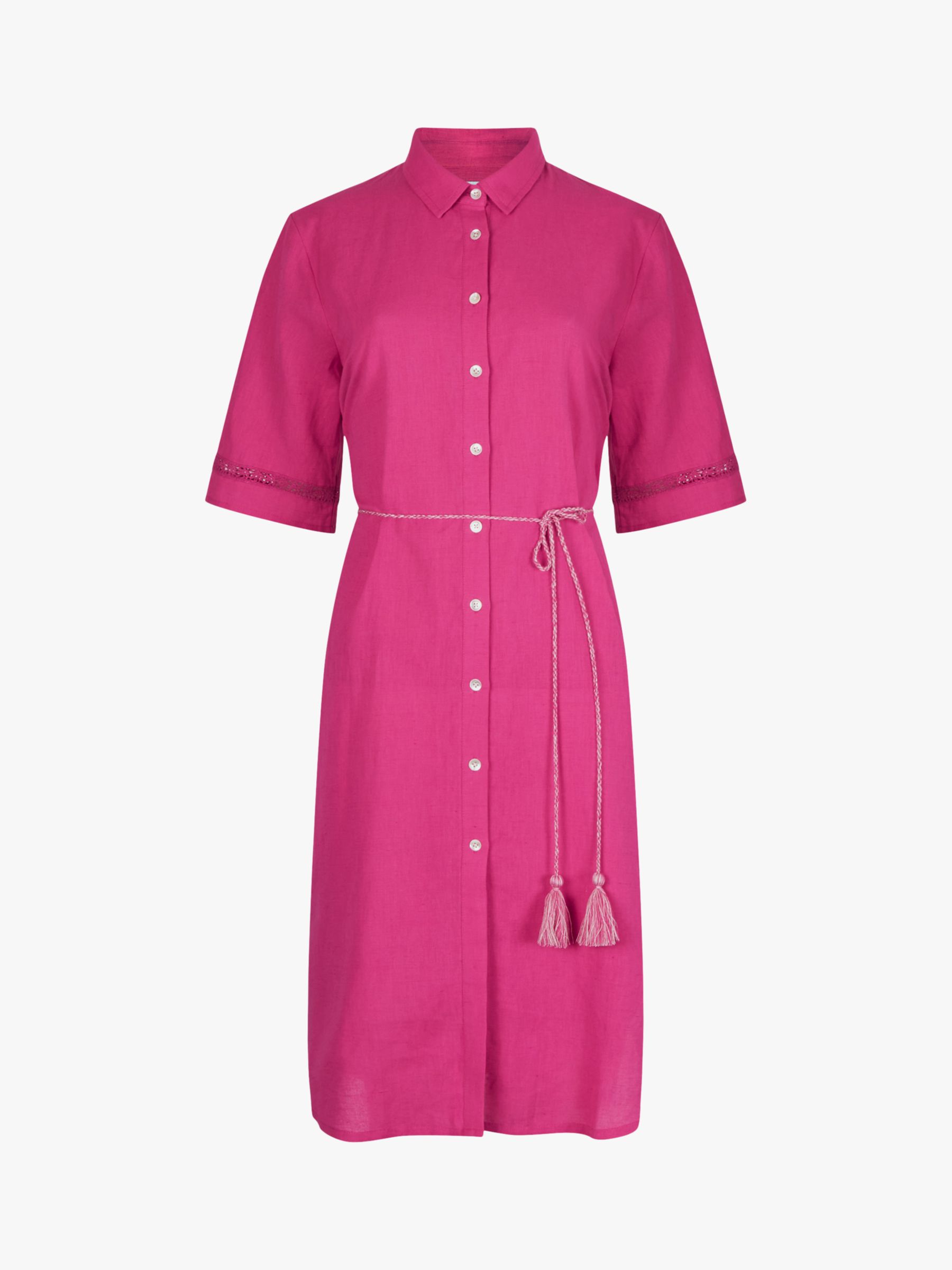 Great Plains Linen Blend Shirt Dress, Magenta, 6