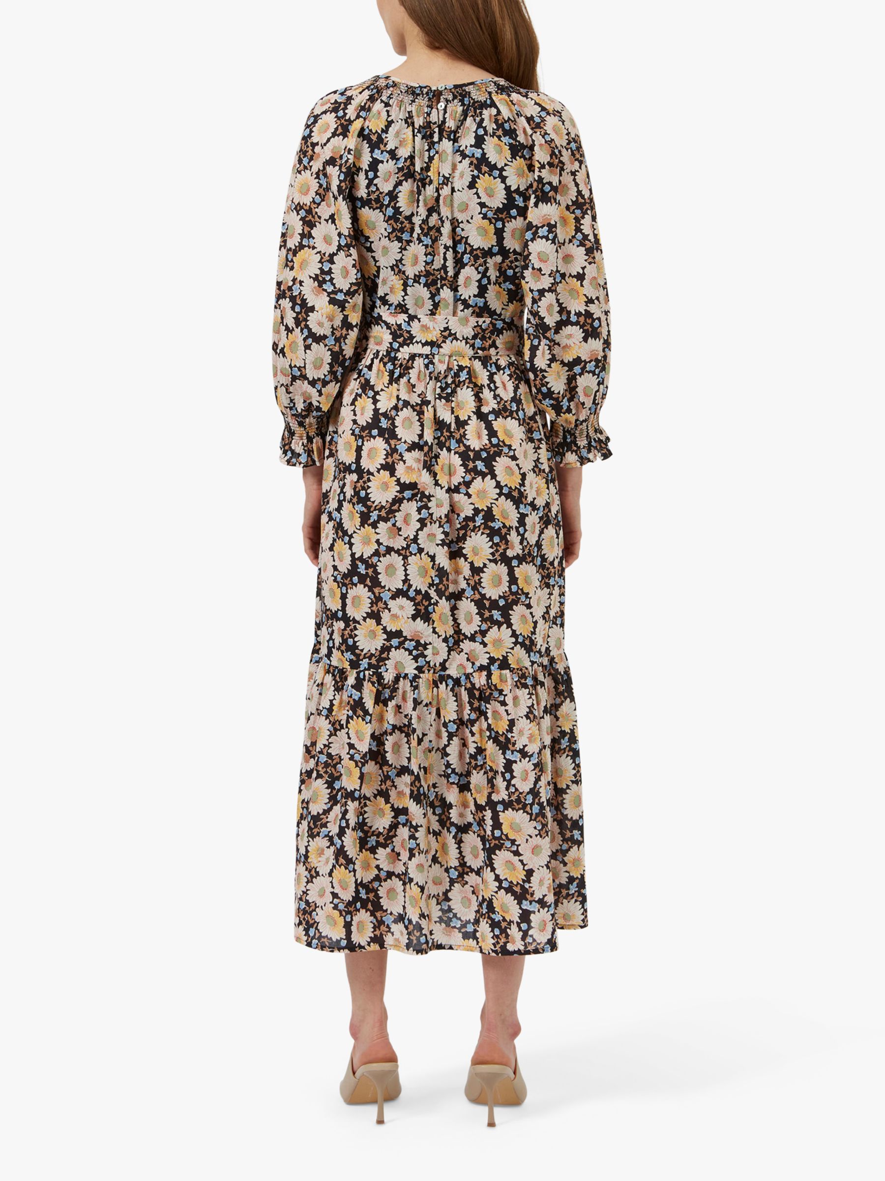 Great Plains Sunflower Print Belted Midi Dress, Multi at John Lewis ...
