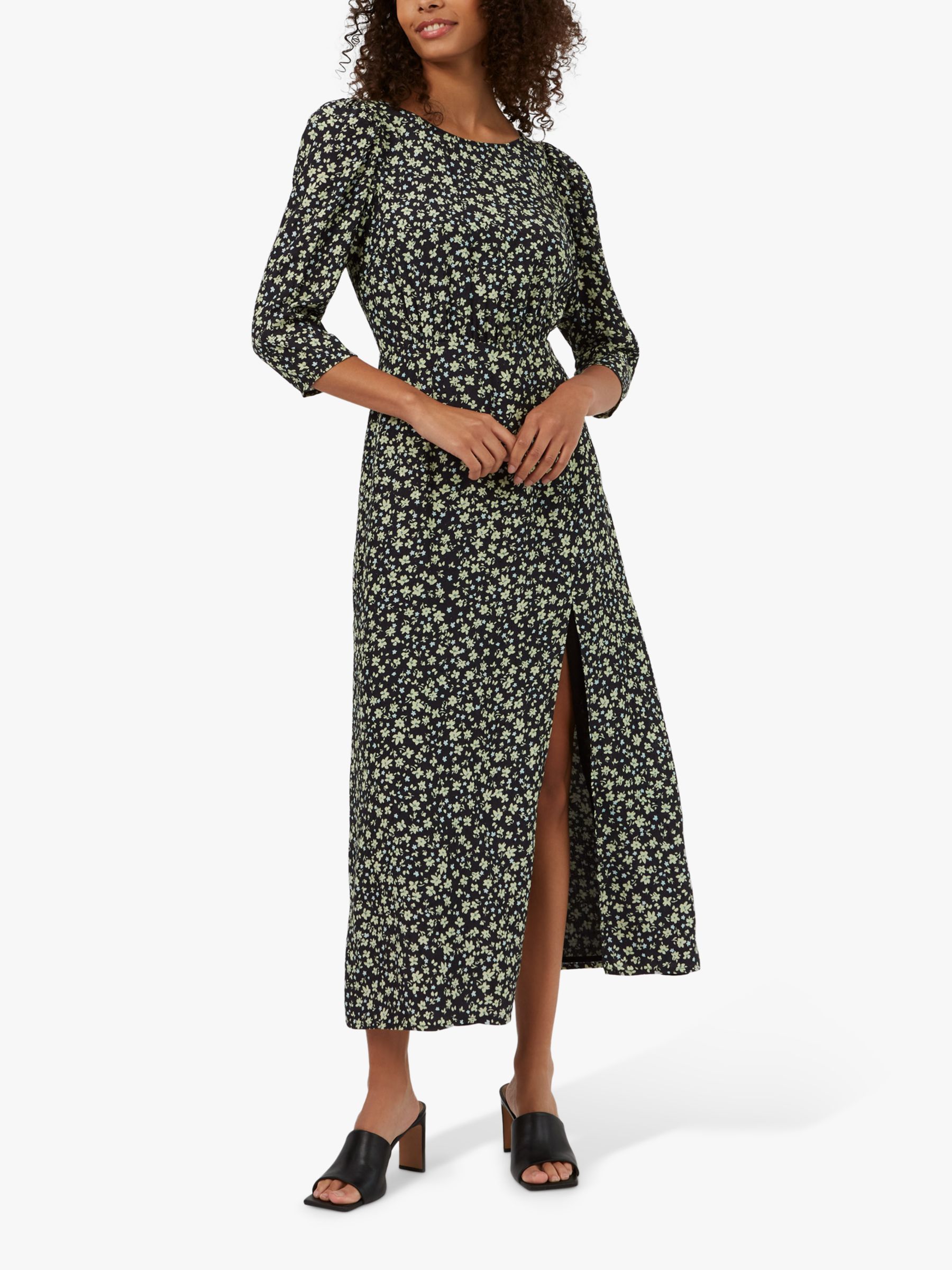 Great Plains Bella Floral Print Slit Midi Dress, Fresh Apple/Multi at ...