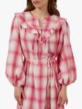 Great Plains Aruba Check Belted Midi Dress, Pink, Pink