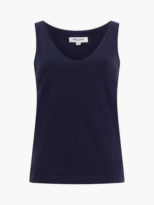 Great Plains Core Organic Cotton Fitted Tank Top, Classic Navy at John ...