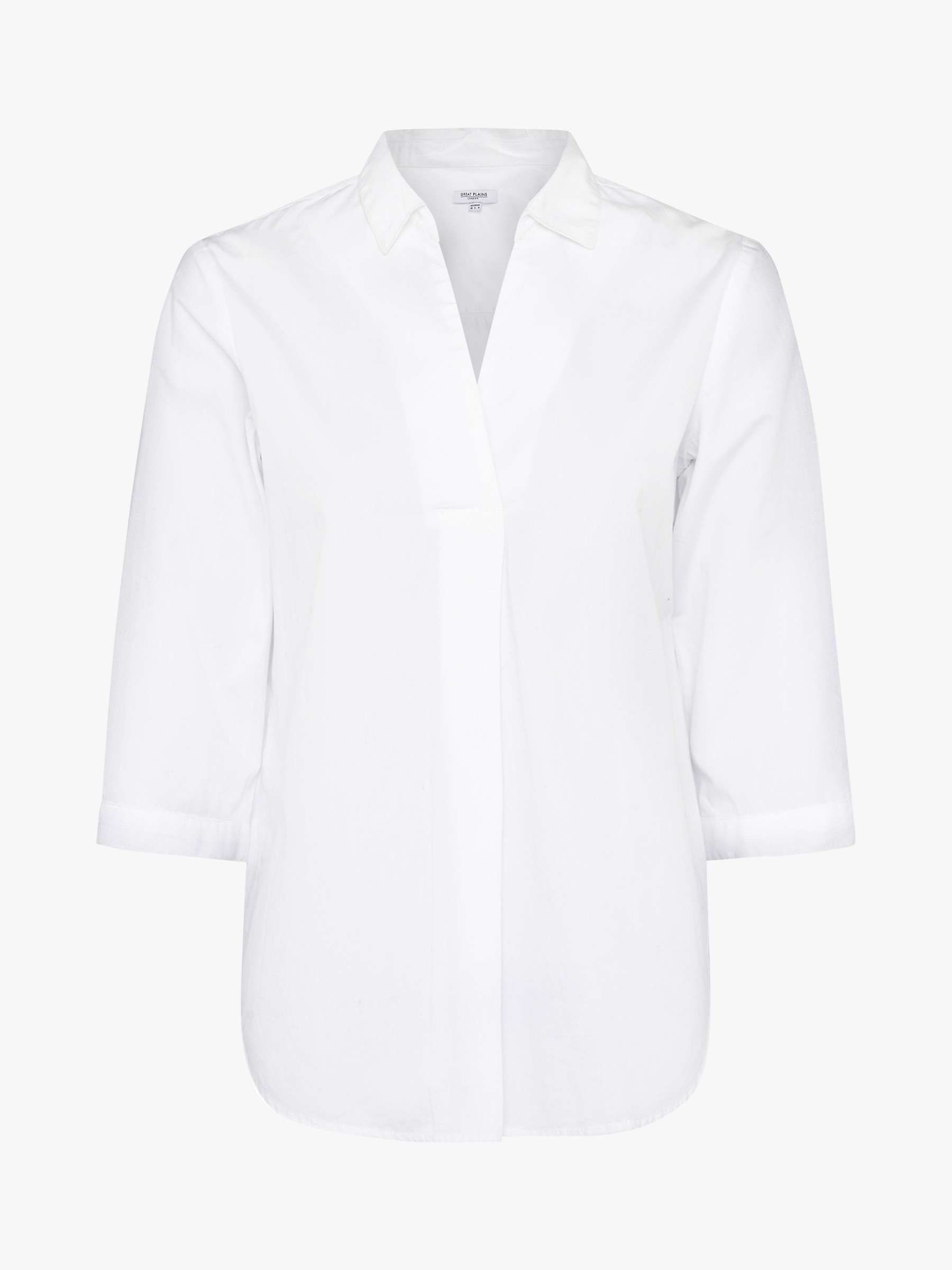 Buy Great Plains Weekend 3/4 Sleeve Shirt, Optic White Online at johnlewis.com