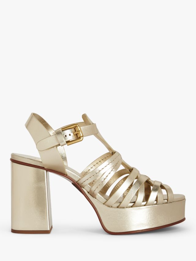 See By Chlo Sierra Leather Platform Sandals Light Gold 4