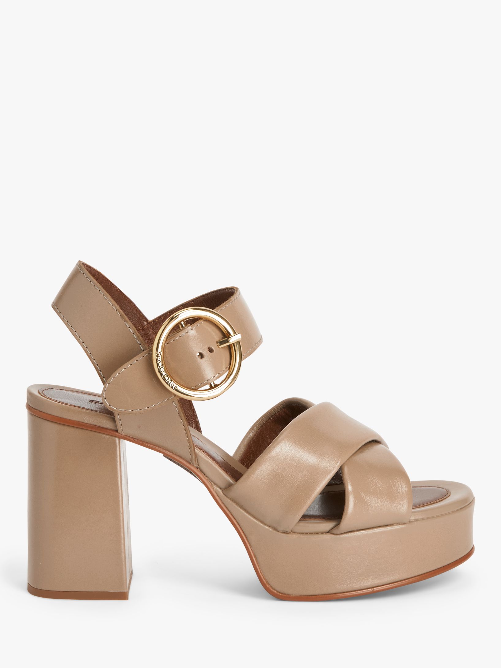See By Chloé Lyna Leather Platform Sandals, Beige, 4
