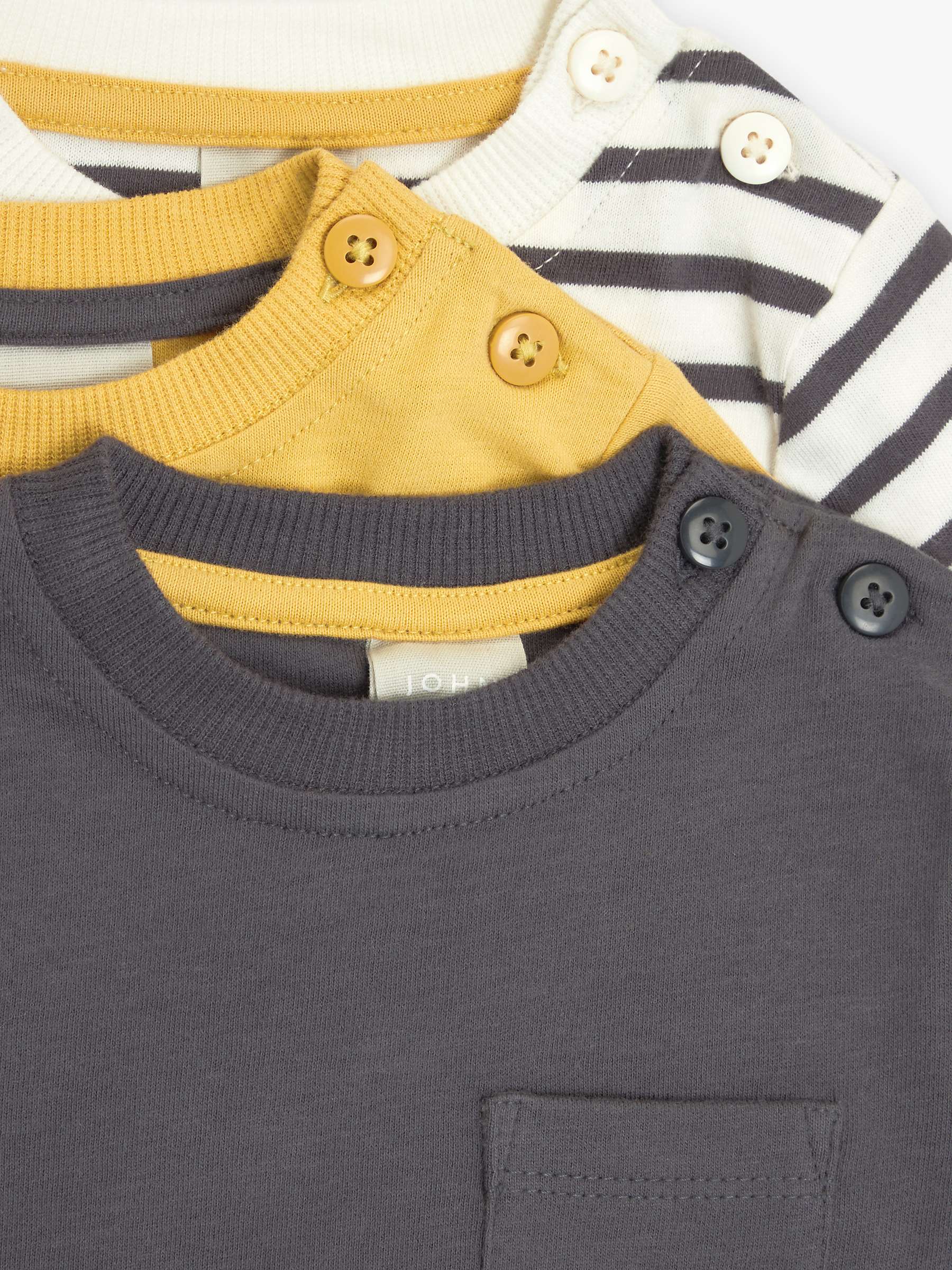 Buy John Lewis Baby Stripe & Solid Long Sleeve T-Shirt, Pack of 3, Multi Online at johnlewis.com
