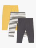 John Lewis Baby Stripe & Solid Leggings, Pack of 3, Multi