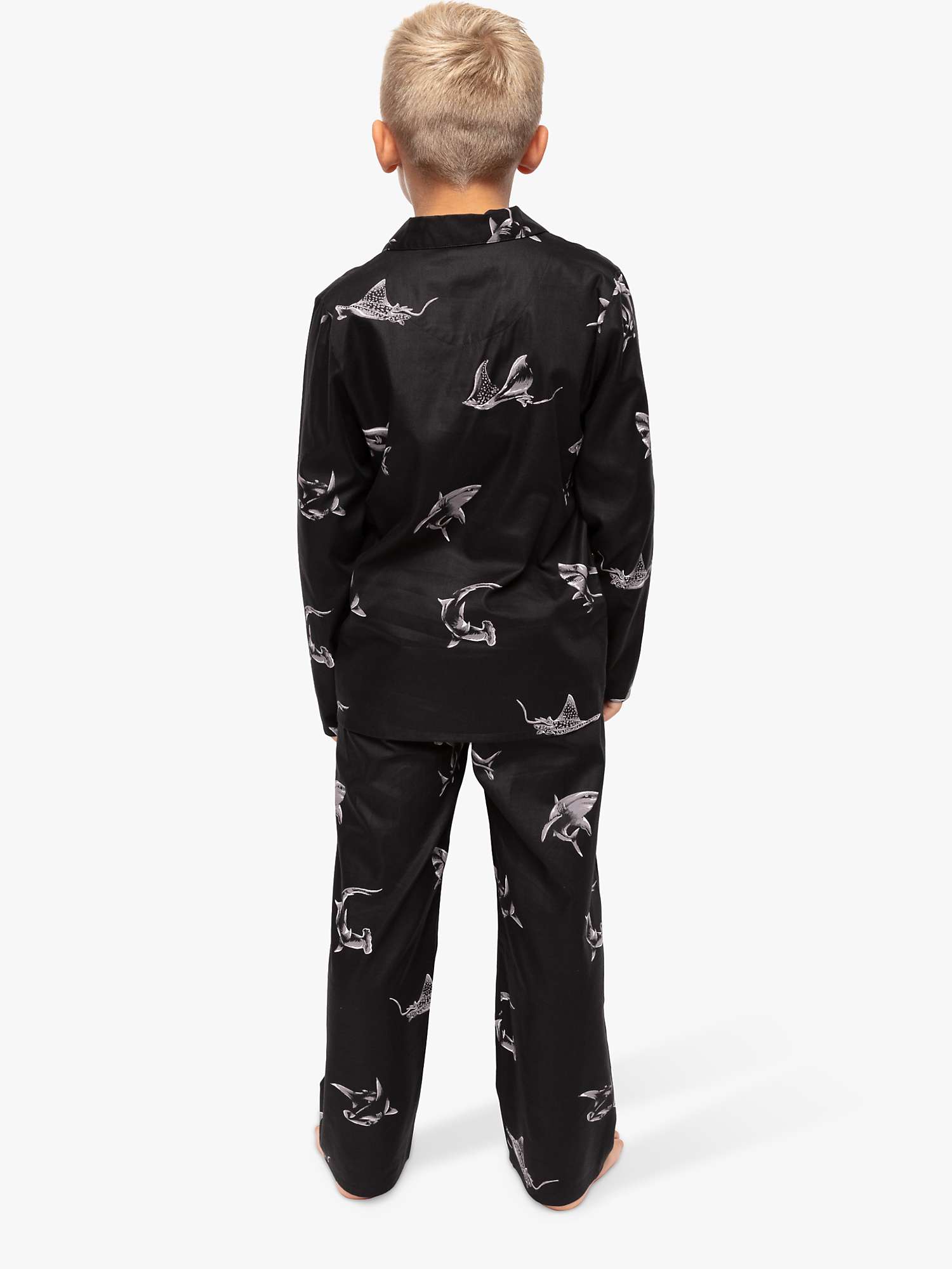 Buy Minijammies Kids' Mason Shark Print Pyjama Set, Black/Multi Online at johnlewis.com